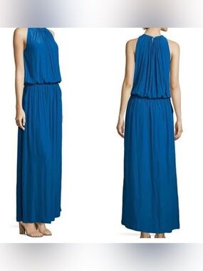 Ramy Brook Royal Blue Maxi Dress With Slit And Pockets